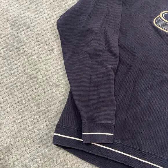 VTG 90's Notre Dame Fighting Irish Navy Faded Crewneck Sweatshirt Sz L - Picture 3 of 8